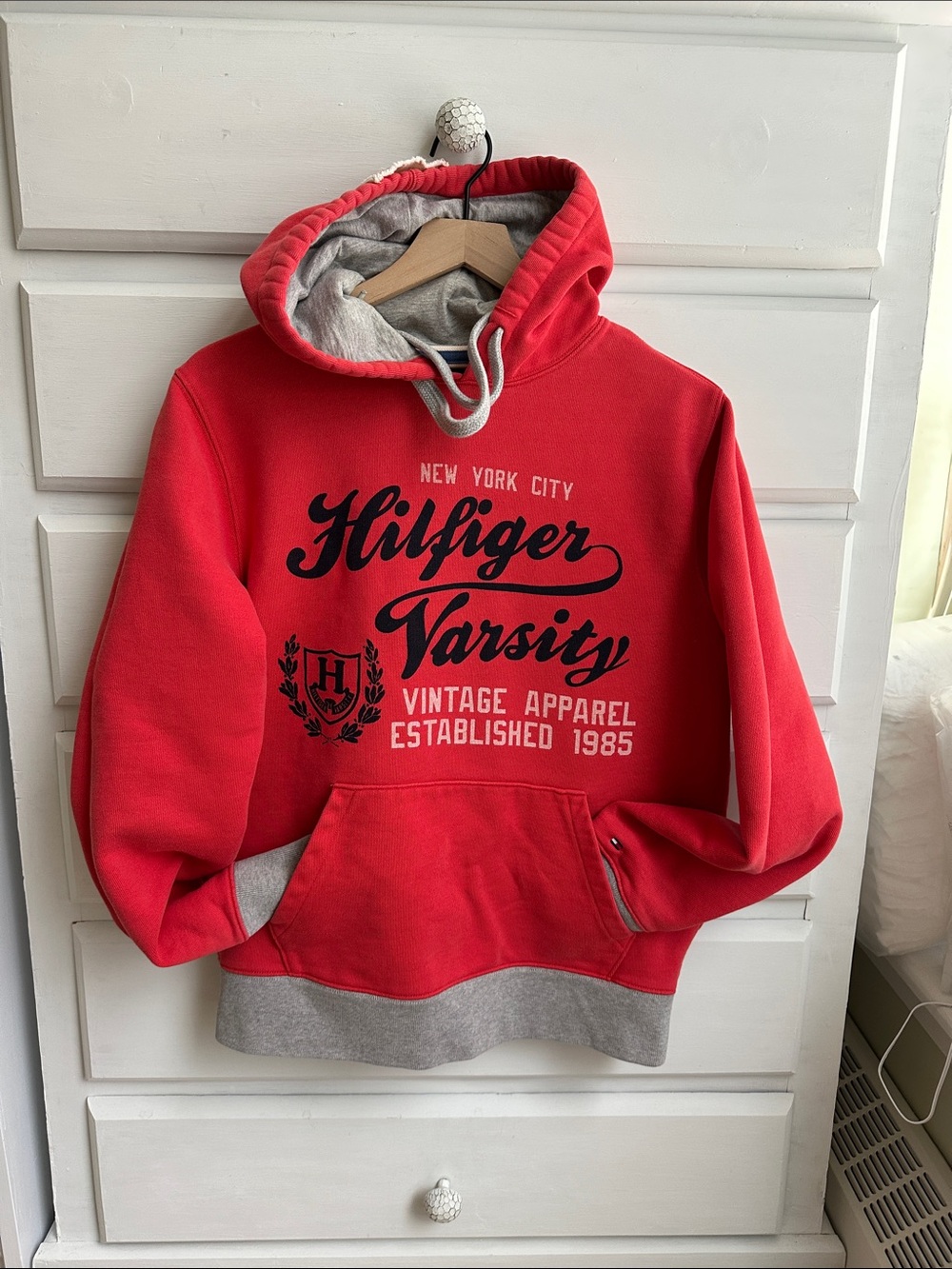 Tommy Hilfiger Vintage Varsity Red and Gray Hoodie